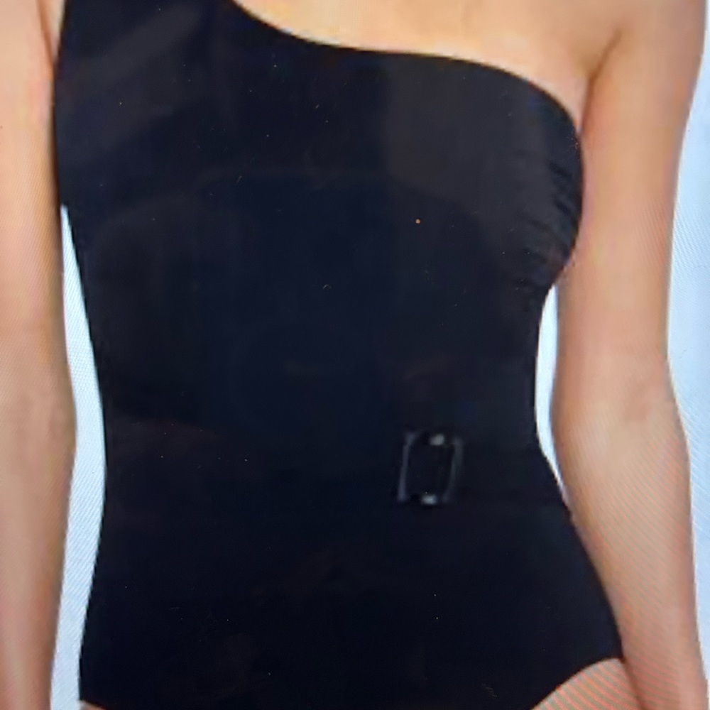 NWt One-shoulder KhakiGreen Swimsuit Loose belt at waist